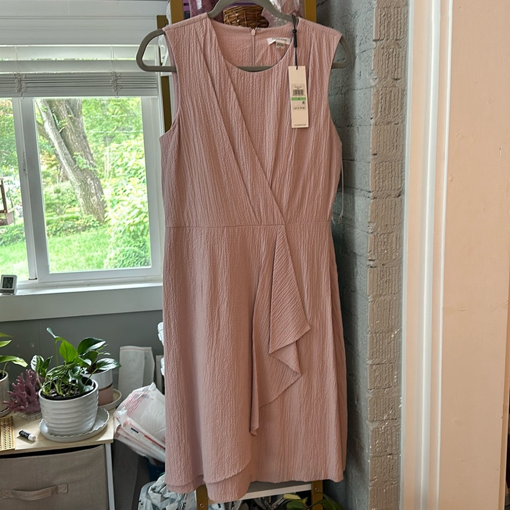 Calvin Klein Dusty Rose Sleeveless Textured Midi Dress